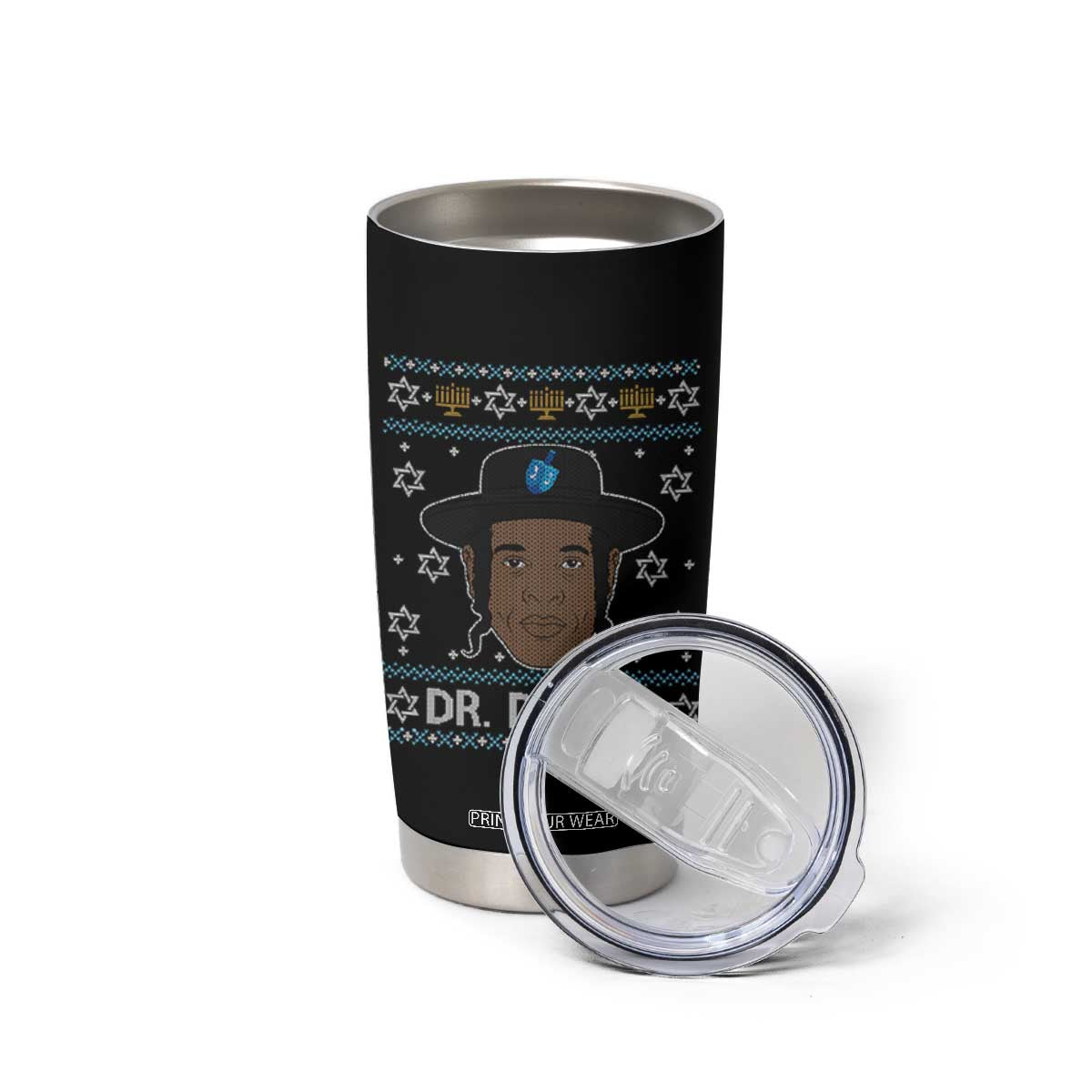 Funny Hanukkah Dreidel Tumbler Cup Dr Dreidel Chanukah Rapper DJ TS11 Print Your Wear
