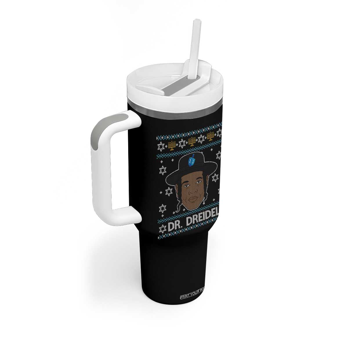 Funny Hanukkah Dreidel Tumbler With Handle Dr Dreidel Chanukah Rapper DJ TS11 Print Your Wear