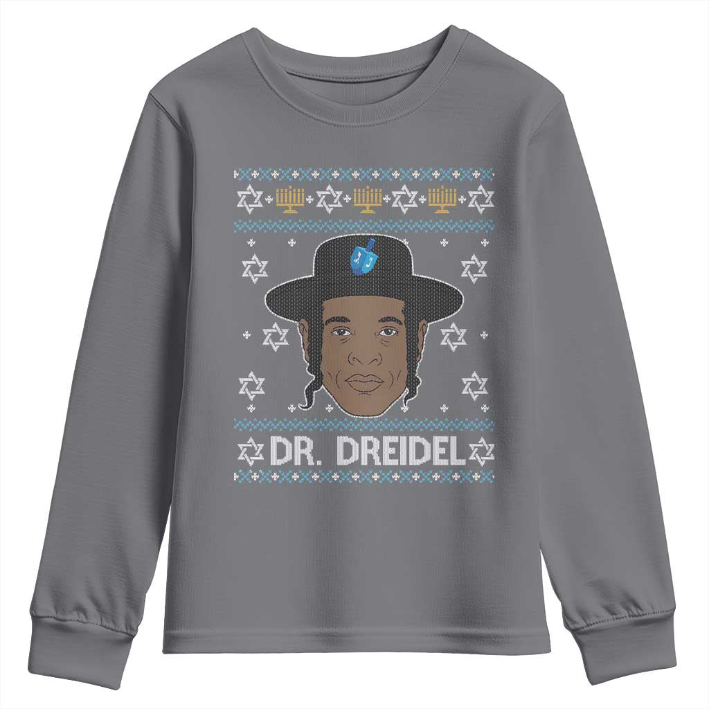 Funny Hanukkah Dreidel Youth Sweatshirt Dr Dreidel Chanukah Rapper DJ TS11 Charcoal Print Your Wear