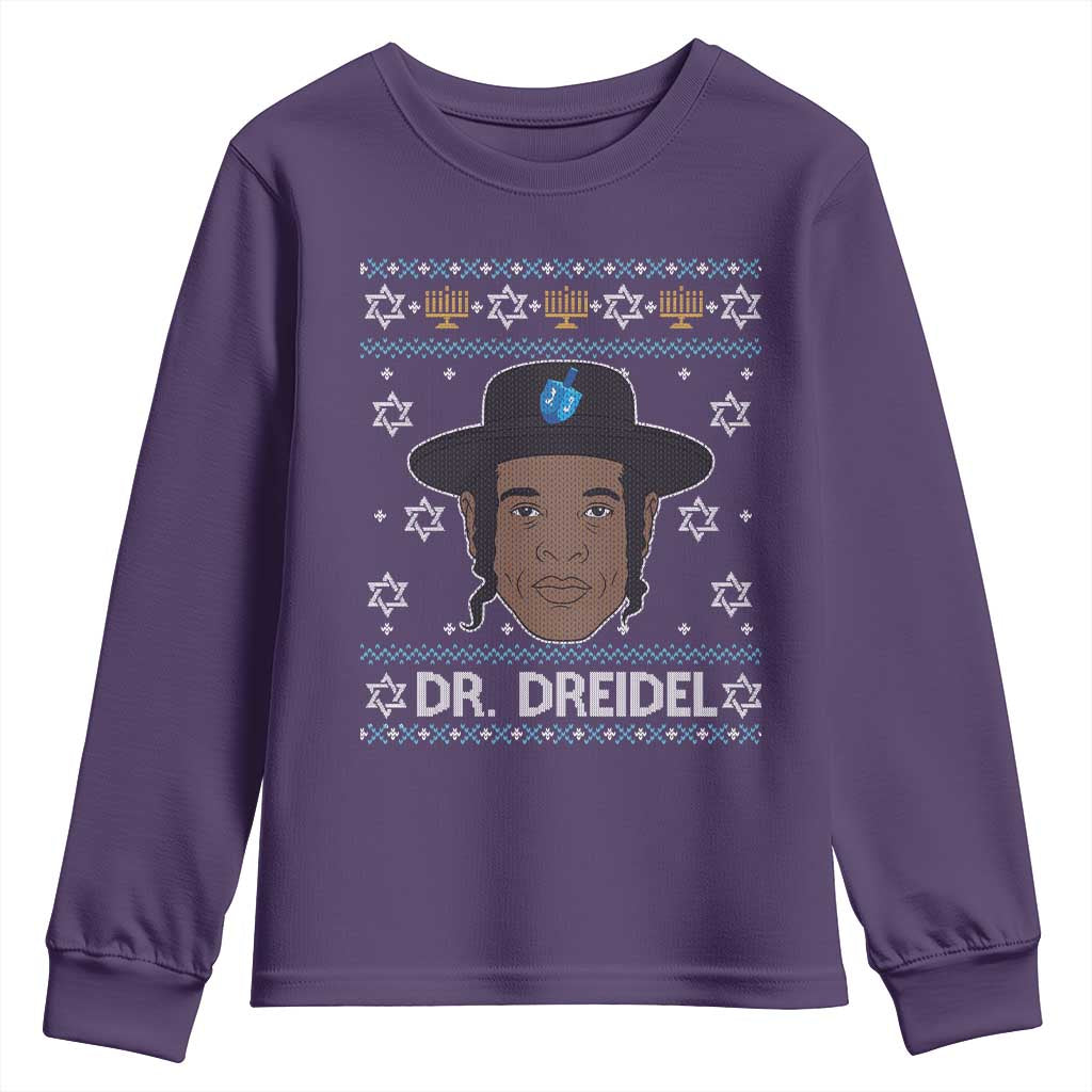 Funny Hanukkah Dreidel Youth Sweatshirt Dr Dreidel Chanukah Rapper DJ TS11 Purple Print Your Wear