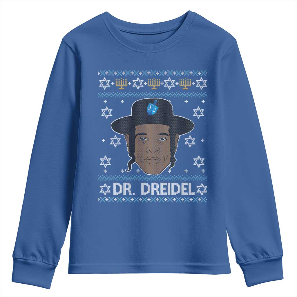 Funny Hanukkah Dreidel Youth Sweatshirt Dr Dreidel Chanukah Rapper DJ TS11 Royal Blue Print Your Wear