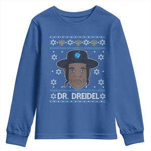 Funny Hanukkah Dreidel Youth Sweatshirt Dr Dreidel Chanukah Rapper DJ TS11 Royal Blue Print Your Wear
