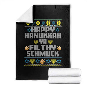Happy Hanukkah Ya Filthy Schmuck Throw Blanket Funny Hanukkah Christmas Movie TS11 Black Print Your Wear