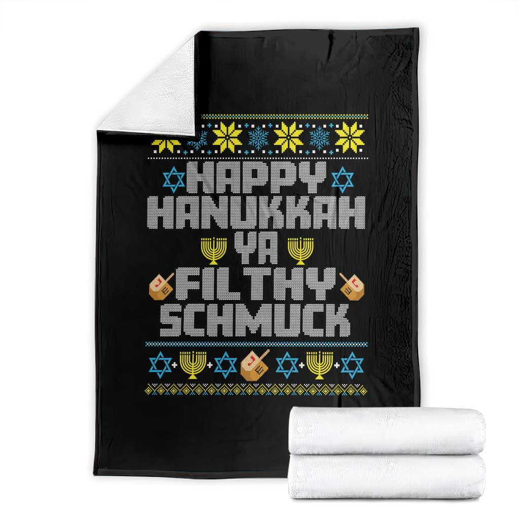 Happy Hanukkah Ya Fithy Schmuck Throw Blanket Funny Hanukkah Christmas Movie TS11 Black Print Your Wear