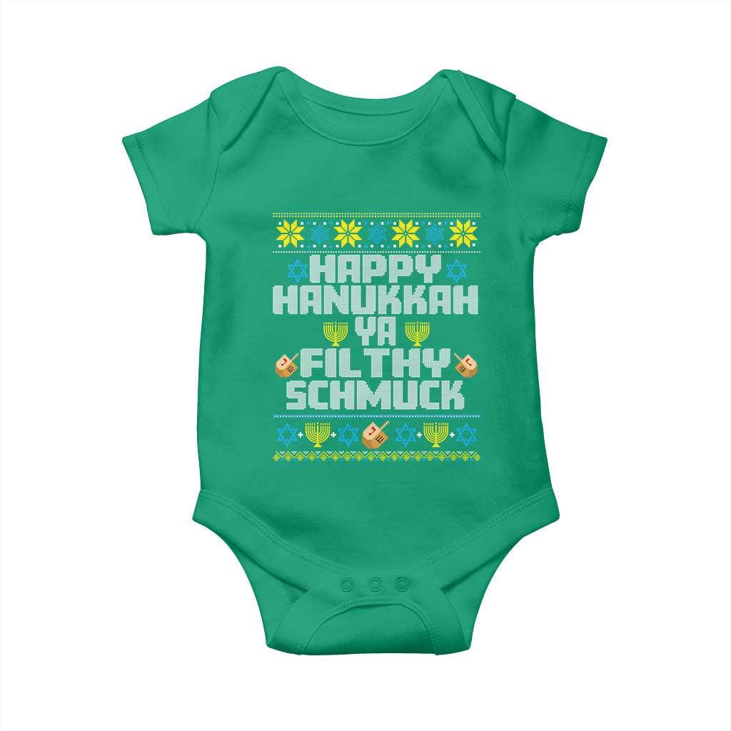 Happy Hanukkah Ya Filthy Schmuck Baby Onesie Funny Hanukkah Christmas Movie TS11 Irish Green Print Your Wear