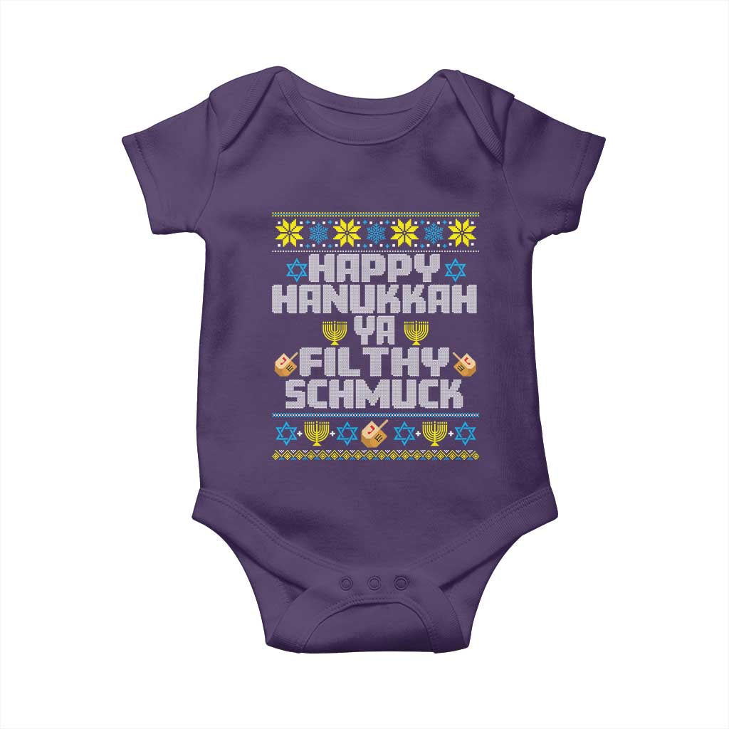 Happy Hanukkah Ya Filthy Schmuck Baby Onesie Funny Hanukkah Christmas Movie TS11 Purple Print Your Wear