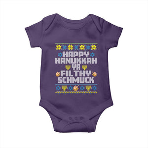 Happy Hanukkah Ya Fithy Schmuck Baby Onesie Funny Hanukkah Christmas Movie TS11 Purple Print Your Wear