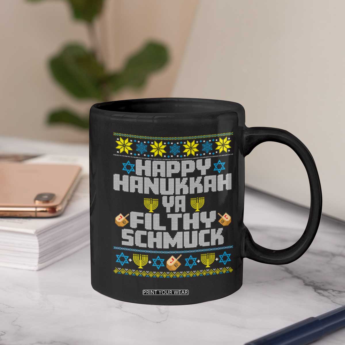 Happy Hanukkah Ya Fithy Schmuck Coffee Mug Funny Hanukkah Christmas Movie TS11 Print Your Wear
