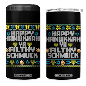 Happy Hanukkah Ya Fithy Schmuck 4 in 1 Can Cooler Tumbler Funny Hanukkah Christmas Movie TS11 One Size: 16 oz Black Print Your Wear