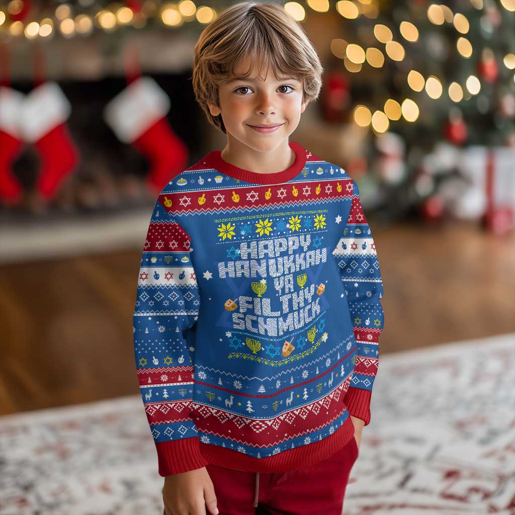 Happy Hanukkah Ya Filthy Schmuck Hanukkah Ugly Sweater Funny Hanukkah Christmas Movie TS11 Blue Red Print Your Wear