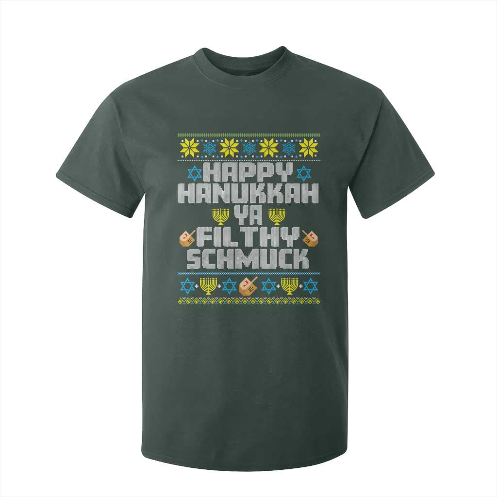 Happy Hanukkah Ya Fithy Schmuck T Shirt For Kid Funny Hanukkah Christmas Movie TS11 Dark Forest Green Print Your Wear