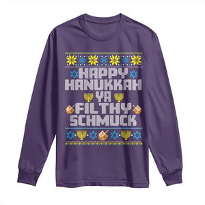 Happy Hanukkah Ya Filthy Schmuck Long Sleeve Shirt Funny Hanukkah Christmas Movie TS11 Purple Print Your Wear