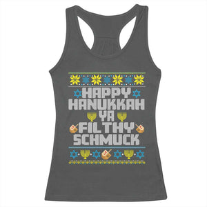 Happy Hanukkah Ya Filthy Schmuck Racerback Tank Top Funny Hanukkah Christmas Movie TS11 Dark Heather Print Your Wear