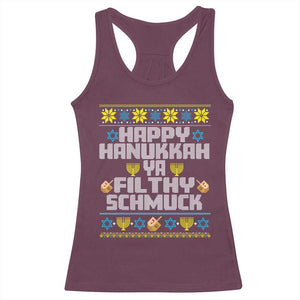 Happy Hanukkah Ya Filthy Schmuck Racerback Tank Top Funny Hanukkah Christmas Movie TS11 Maroon Print Your Wear
