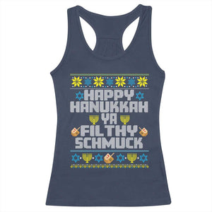 Happy Hanukkah Ya Fithy Schmuck Racerback Tank Top Funny Hanukkah Christmas Movie TS11 Navy Print Your Wear