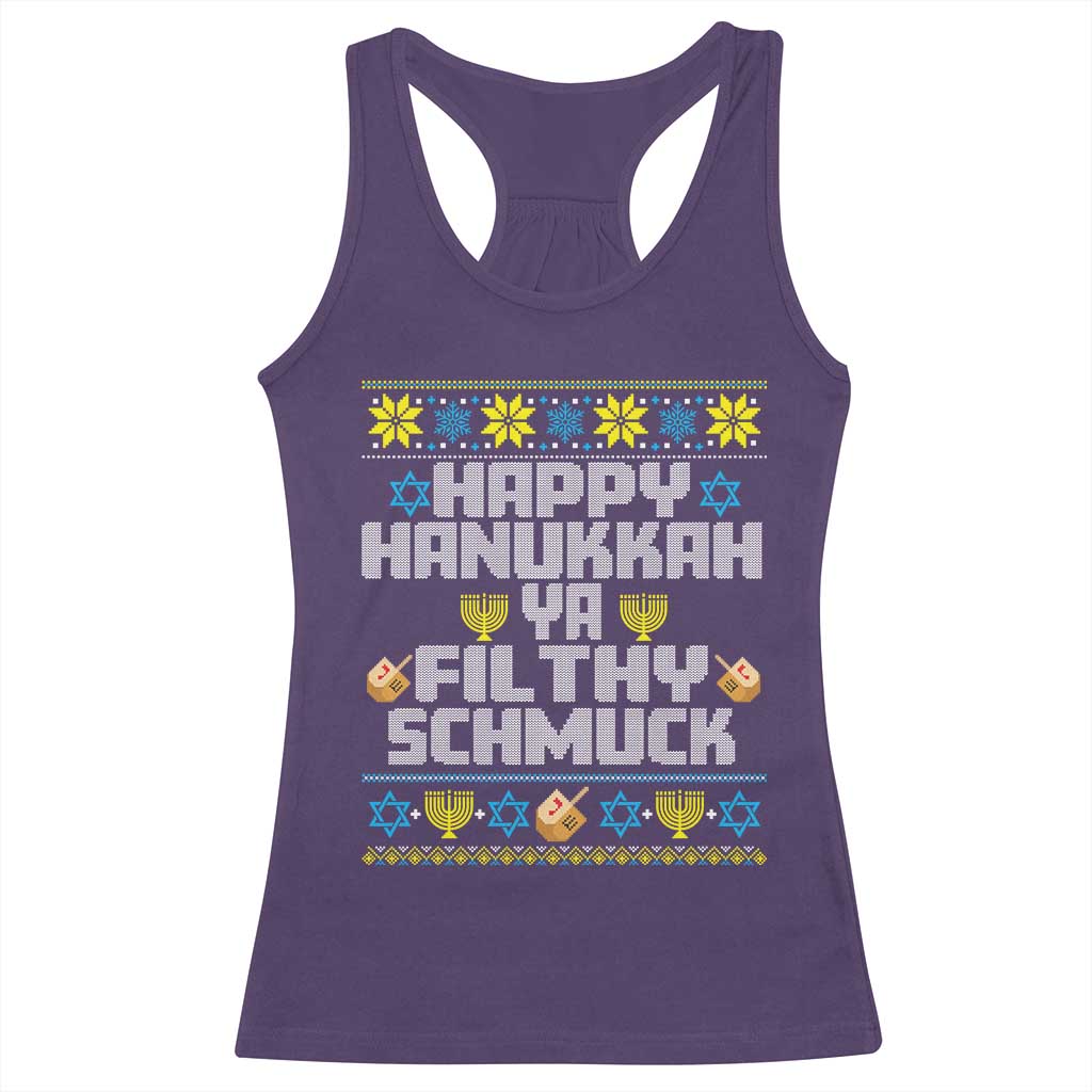 Happy Hanukkah Ya Filthy Schmuck Racerback Tank Top Funny Hanukkah Christmas Movie TS11 Purple Print Your Wear