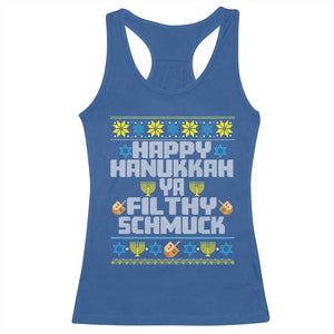 Happy Hanukkah Ya Fithy Schmuck Racerback Tank Top Funny Hanukkah Christmas Movie TS11 Royal Blue Print Your Wear