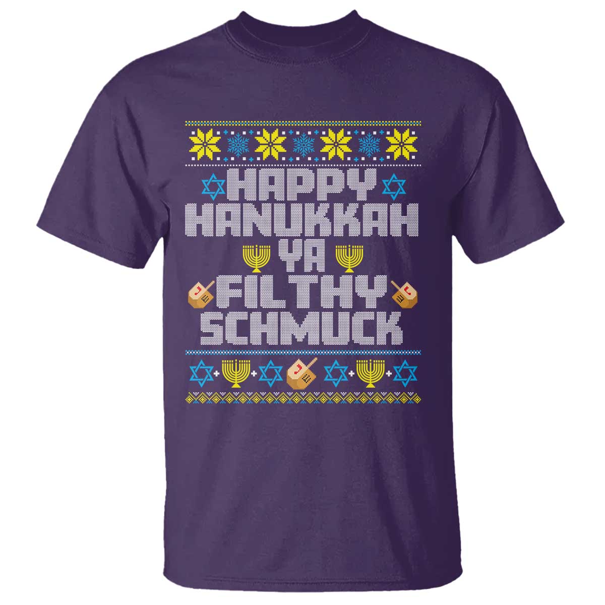 Happy Hanukkah Ya Filthy Schmuck T Shirt Funny Hanukkah Christmas Movie TS11 Purple Print Your Wear