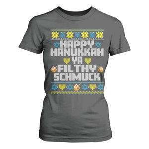 Happy Hanukkah Ya Filthy Schmuck T Shirt For Women Funny Hanukkah Christmas Movie TS11 Dark Heather Print Your Wear