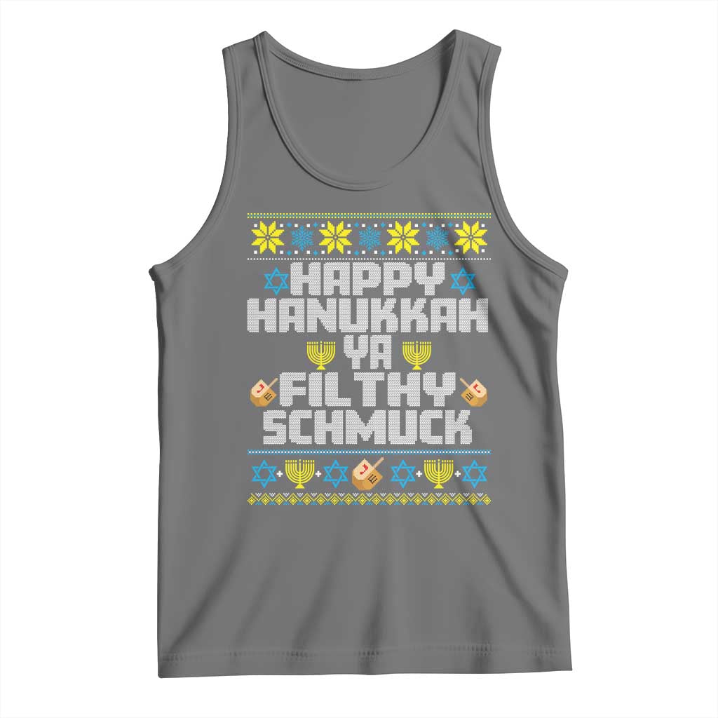 Happy Hanukkah Ya Filthy Schmuck Tank Top Funny Hanukkah Christmas Movie TS11 Black Heather Print Your Wear