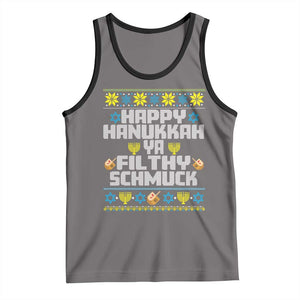 Happy Hanukkah Ya Fithy Schmuck Tank Top Funny Hanukkah Christmas Movie TS11 Deep Heather Black Print Your Wear