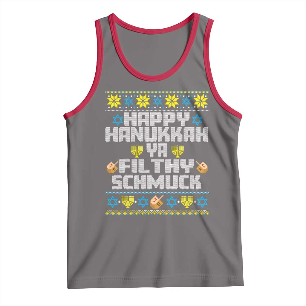 Happy Hanukkah Ya Fithy Schmuck Tank Top Funny Hanukkah Christmas Movie TS11 Deep Heather Red Print Your Wear