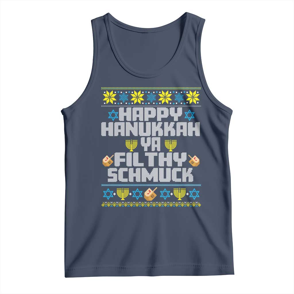 Happy Hanukkah Ya Fithy Schmuck Tank Top Funny Hanukkah Christmas Movie TS11 Navy Print Your Wear