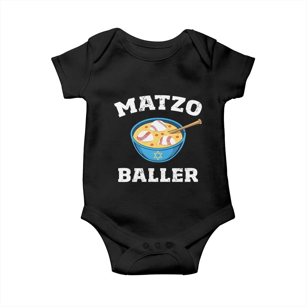 Funny Hanukkah Baseball Baby Onesie Matzo Baller Matzah Ball Jewish Chanukah Sports Lover TS11 Black Print Your Wear