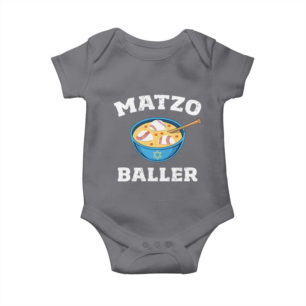 Funny Hanukkah Baseball Baby Onesie Matzo Baller Matzah Ball Jewish Chanukah Sports Lover TS11 Charcoal Print Your Wear