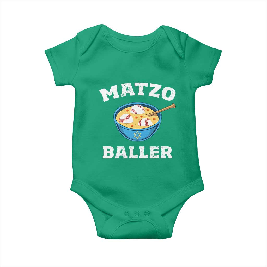 Funny Hanukkah Baseball Baby Onesie Matzo Baller Matzah Ball Jewish Chanukah Sports Lover TS11 Irish Green Print Your Wear