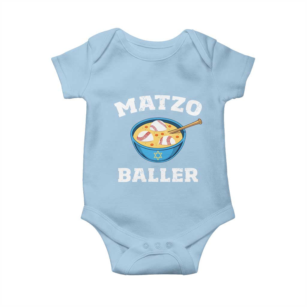 Funny Hanukkah Baseball Baby Onesie Matzo Baller Matzah Ball Jewish Chanukah Sports Lover TS11 Light Blue Print Your Wear