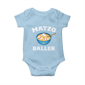 Funny Hanukkah Baseball Baby Onesie Matzo Baller Matzah Ball Jewish Chanukah Sports Lover TS11 Light Blue Print Your Wear