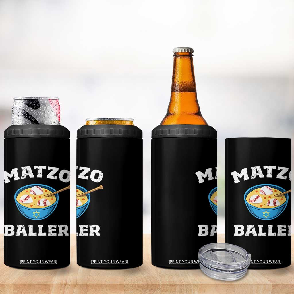 Funny Hanukkah Baseball 4 in 1 Can Cooler Tumbler Matzo Baller Matzah Ball Jewish Chanukah Sports Lover TS11 Print Your Wear