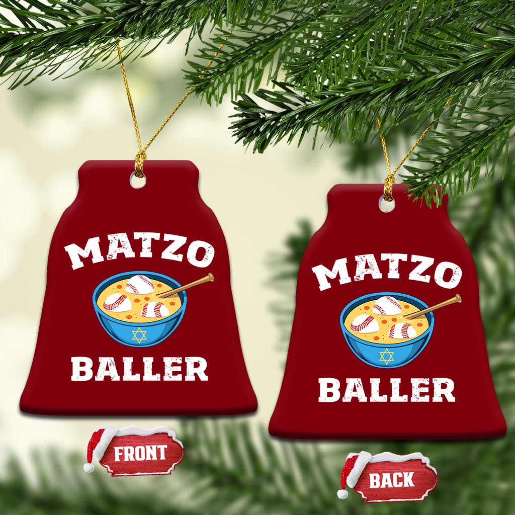 Funny Hanukkah Baseball Ceramic Ornament Matzo Baller Matzah Ball Jewish Chanukah Sports Lover - Print Your Wear
