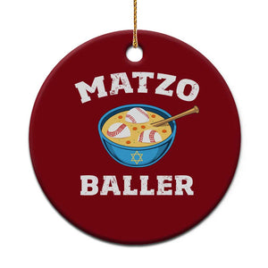 Funny Hanukkah Baseball Ceramic Ornament Matzo Baller Matzah Ball Jewish Chanukah Sports Lover - Print Your Wear