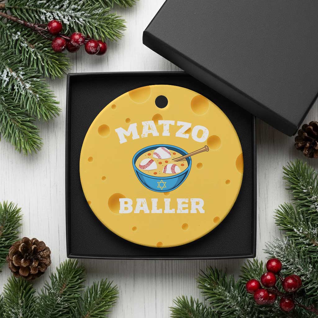 Funny Hanukkah Baseball Ceramic Ornament Matzo Baller Matzah Ball Jewish Chanukah Sports Lover - Print Your Wear