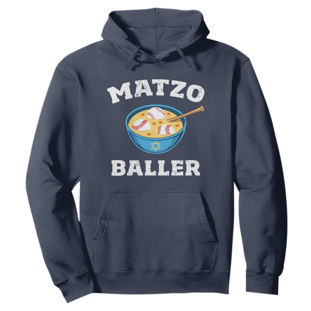 Funny Hanukkah Baseball Hoodie Matzo Baller Matzah Ball Jewish Chanukah Sports Lover TS11 Navy Print Your Wear