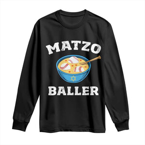 Funny Hanukkah Baseball Long Sleeve Shirt Matzo Baller Matzah Ball Jewish Chanukah Sports Lover TS11 Black Print Your Wear