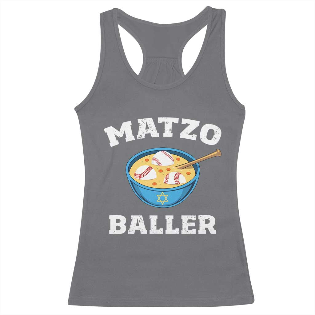 Funny Hanukkah Baseball Racerback Tank Top Matzo Baller Matzah Ball Jewish Chanukah Sports Lover TS11 Charcoal Print Your Wear