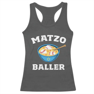 Funny Hanukkah Baseball Racerback Tank Top Matzo Baller Matzah Ball Jewish Chanukah Sports Lover TS11 Dark Heather Print Your Wear