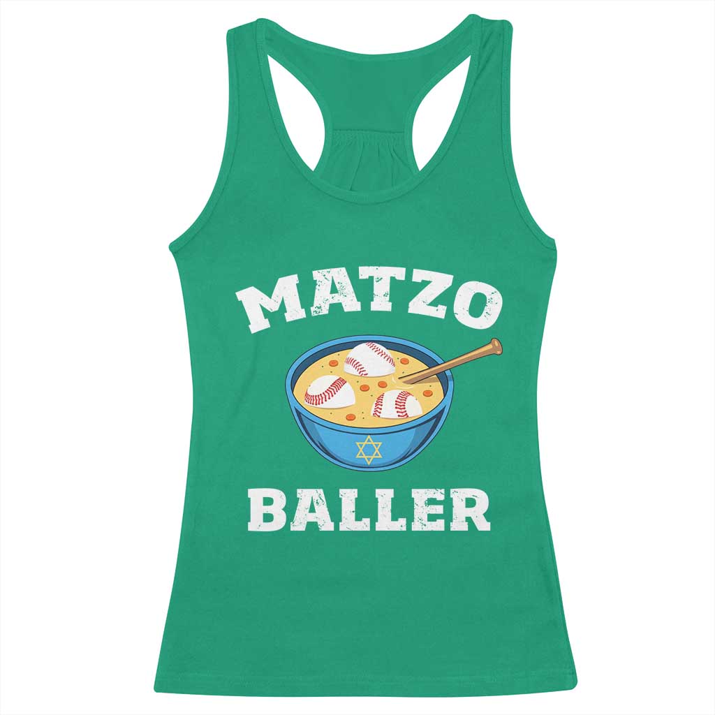 Funny Hanukkah Baseball Racerback Tank Top Matzo Baller Matzah Ball Jewish Chanukah Sports Lover - Print Your Wear