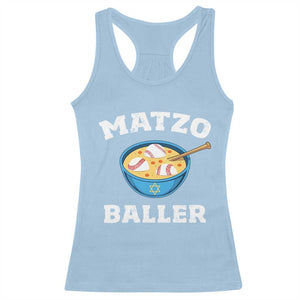 Funny Hanukkah Baseball Racerback Tank Top Matzo Baller Matzah Ball Jewish Chanukah Sports Lover TS11 Light Blue Print Your Wear