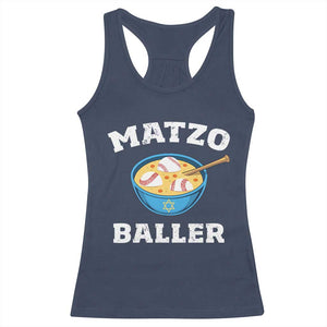 Funny Hanukkah Baseball Racerback Tank Top Matzo Baller Matzah Ball Jewish Chanukah Sports Lover TS11 Navy Print Your Wear