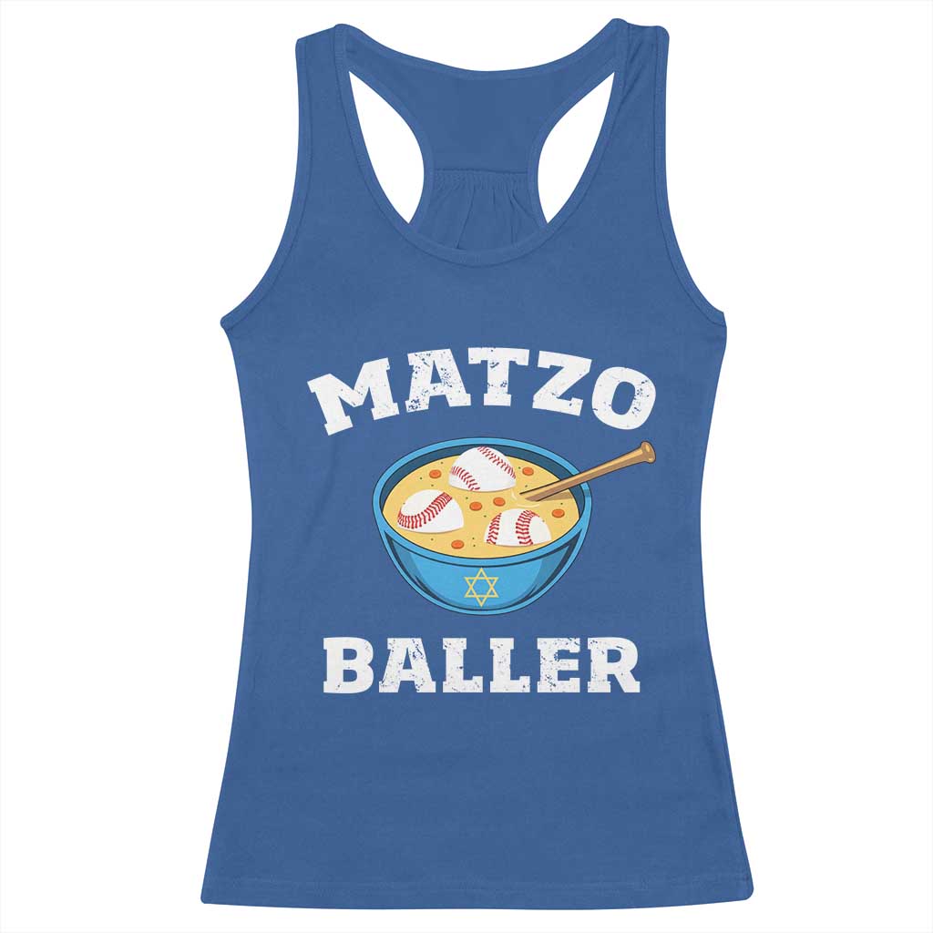 Funny Hanukkah Baseball Racerback Tank Top Matzo Baller Matzah Ball Jewish Chanukah Sports Lover - Print Your Wear