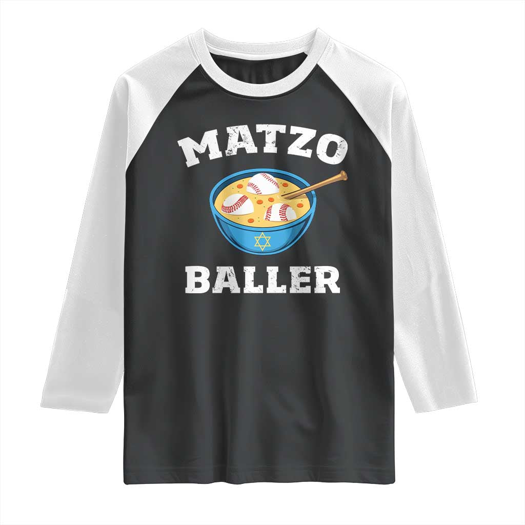 Funny Hanukkah Baseball Raglan Shirt Matzo Baller Matzah Ball Jewish Chanukah Sports Lover TS11 Black White Print Your Wear