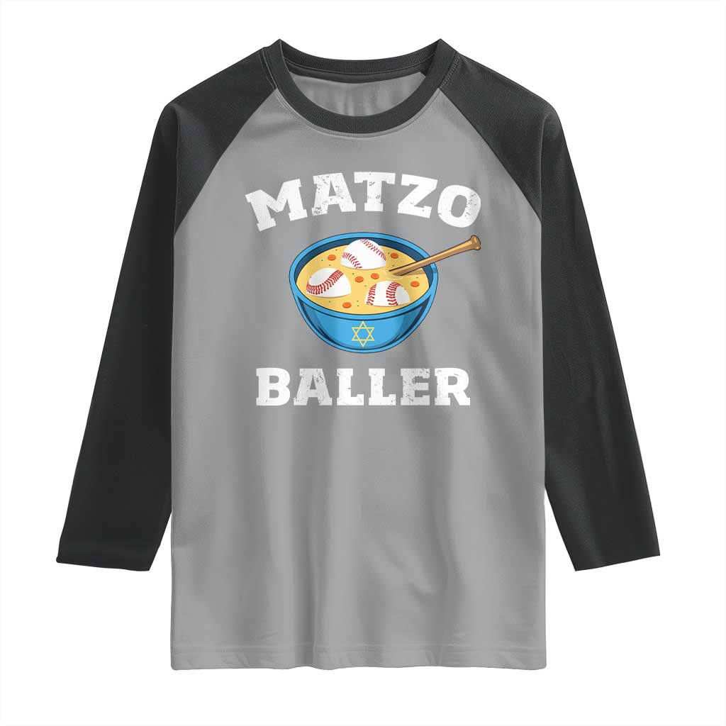 Funny Hanukkah Baseball Raglan Shirt Matzo Baller Matzah Ball Jewish Chanukah Sports Lover TS11 Sport Gray Black Print Your Wear