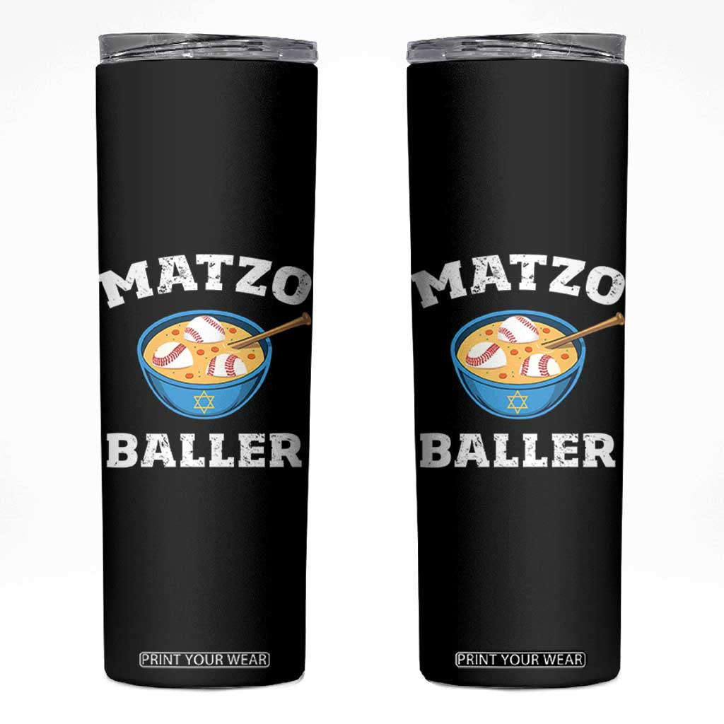 Funny Hanukkah Baseball Skinny Tumbler Matzo Baller Matzah Ball Jewish Chanukah Sports Lover TS11 Black Print Your Wear
