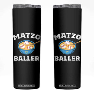 Funny Hanukkah Baseball Skinny Tumbler Matzo Baller Matzah Ball Jewish Chanukah Sports Lover TS11 Black Print Your Wear