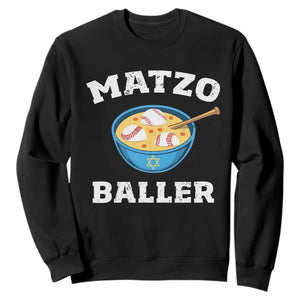Funny Hanukkah Baseball Sweatshirt Matzo Baller Matzah Ball Jewish Chanukah Sports Lover TS11 Black Print Your Wear