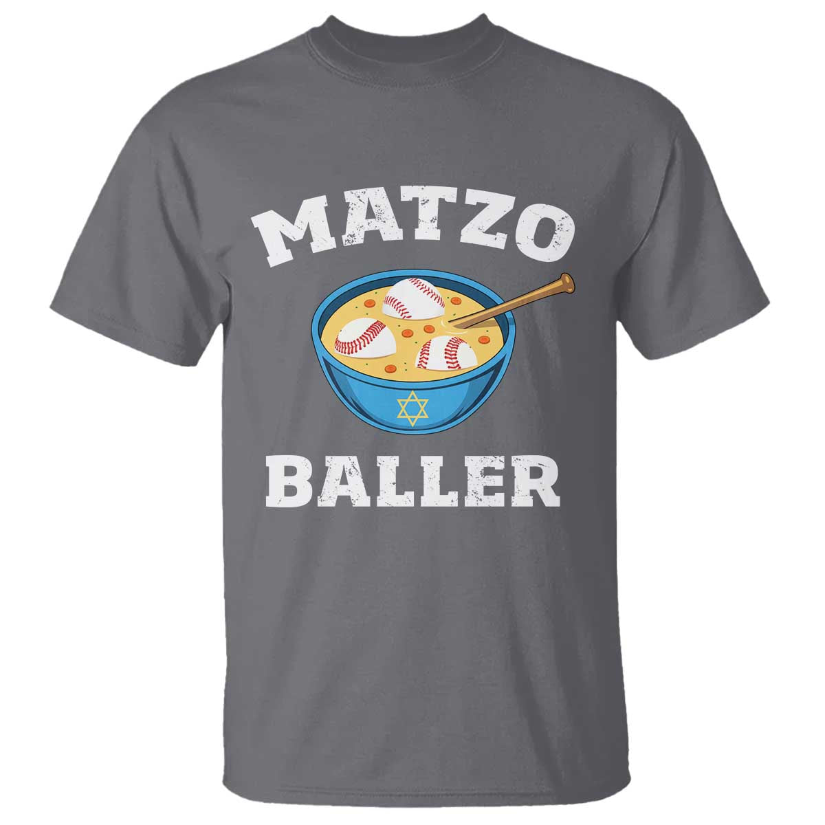 Funny Hanukkah Baseball T Shirt Matzo Baller Matzah Ball Jewish Chanukah Sports Lover TS11 Charcoal Print Your Wear
